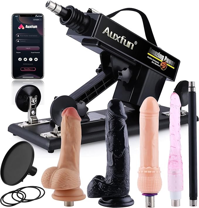 Sex Machine, AUXFUN Automatic Dildo Machine with Bluetooth App Control,Thrusting Machine for Women with 6 Accessories,Sex Machine attachments Sex Toys