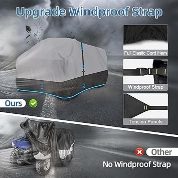 ATV Cover, 420D Waterproof & Windproof 4 Wheeler Covers Outdoor Storage All Weather Protect,Quad Cover Fit for Polaris Yamaha Suzuki Honda, 95 L x 50 W x 48 H