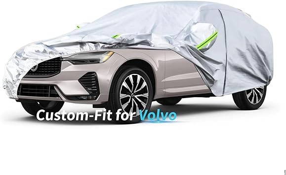 Custom-Fit for Volvo Car Cover, 7 Layers Car Cover Waterproof All Weather for Automobiles, Outdoor Full Cover Rain Sun UV Protection with Zipper (Silver,for Volvo C40)