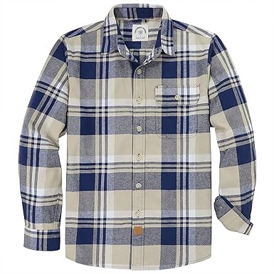 Dubinik®Mens Flannel Shirts Long Sleeve Flannel Shirt for Men Warm Casual Soft Cotton Button Down Plaid Mens Flannel Shirt