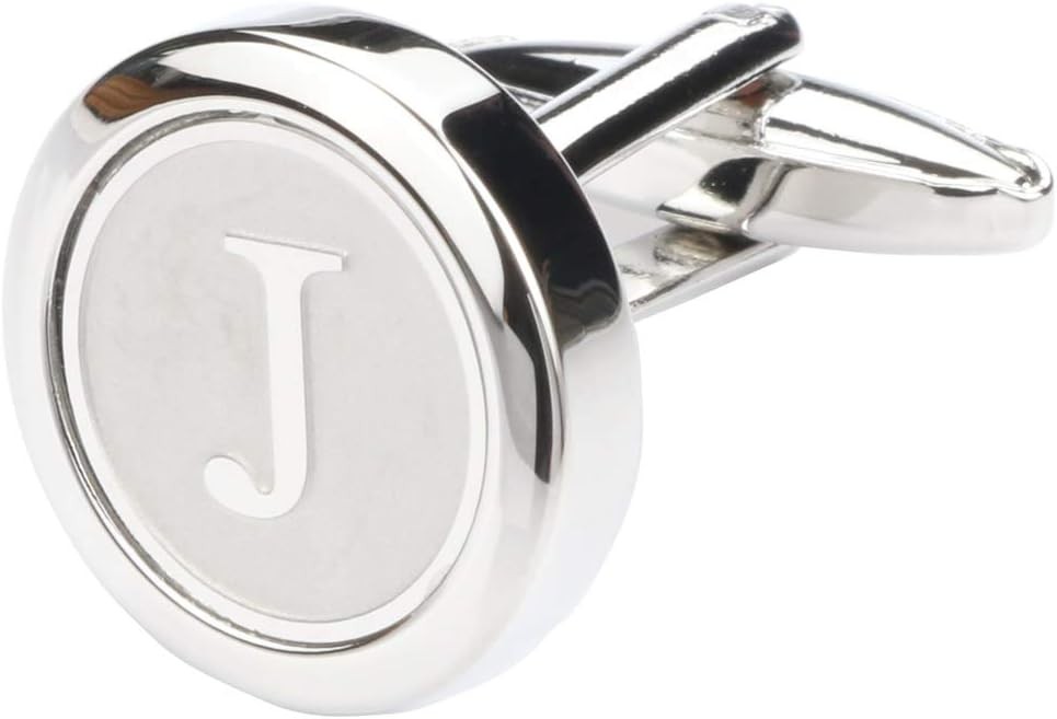 Mens Classic Stainless Steel Initial Cufflinks 26 Alphabet Initial Letter Cufflinks Business Wedding Shirts A-Z
