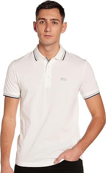 BOSS Men's Paddy Polo Shirt, Classic White, Large US