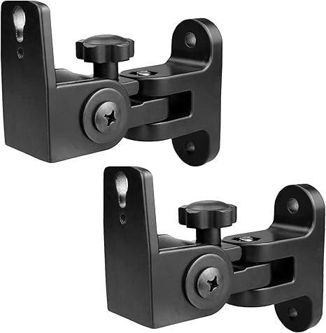 BS-218pro Universal Speaker Wall Mount for Small Speakers ,Vertical 120°, Horizontal 180°Adjustment,Hold up to 30lbs,Compatible with Bose, JBL, KEF, Klipsch, Sony & Others(2 Packs Black)