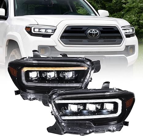 Sequential LED Headlights with White DRL compatible with Toyota, Tacoma 2016-2023 (pair)